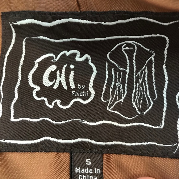 Chi By Faichi Brown Leather Fitted Moto Jacket S - Picture 6 of 8